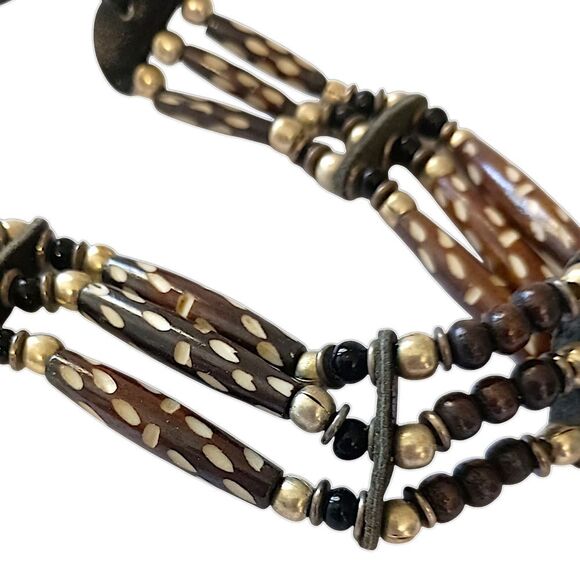 Native American Style Choker Necklace Ceramic Beaded Tribal Ethnic Bohemian - Picture 4 of 16